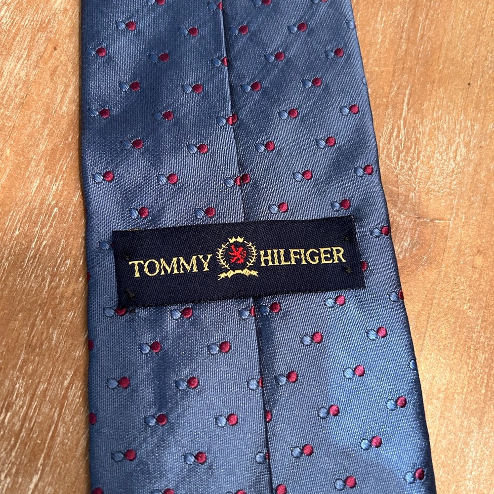Tommy Hilfiger Navy and Red Dotted Tie